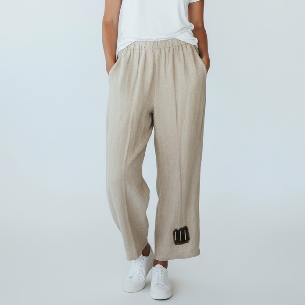 MUDDWORK by Carmen B. | Vintage Women’s Natural Flax Blend Pull-On Pants size M